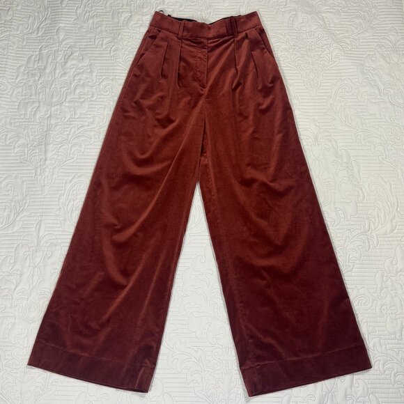 Banana Republic Velvet High-Rise Wide-Leg Pant in Rust - Picture 2 of 12
